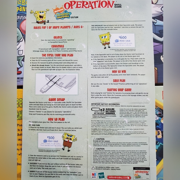 Nickelodeon Spongebob SquarePants Operation - Skill Game Board - Picture 8 of 8